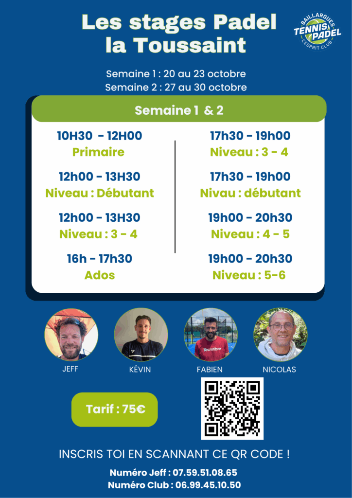 Stage Padel Toussaint