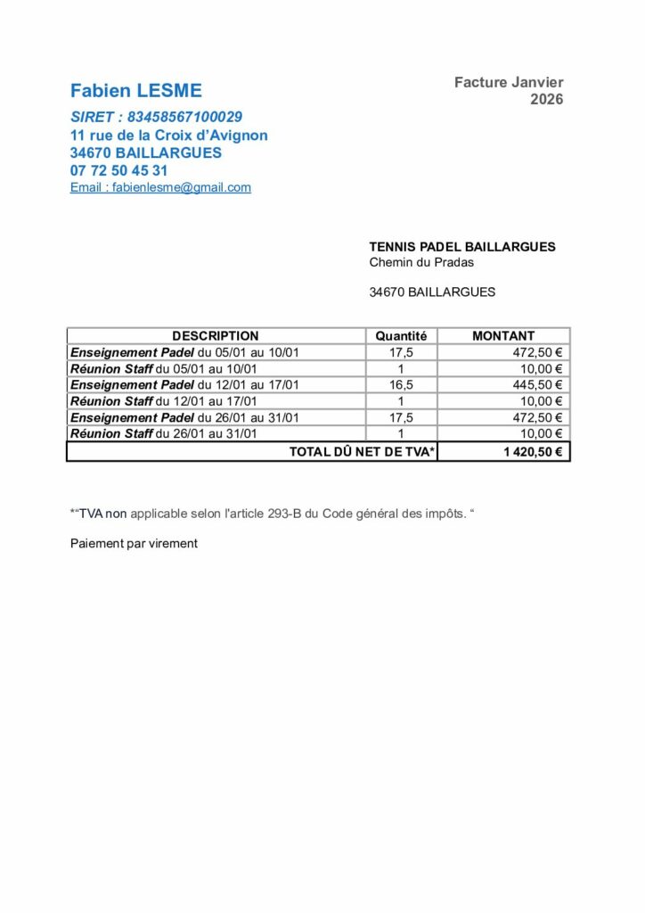 Facture Lesme Janvier 2026