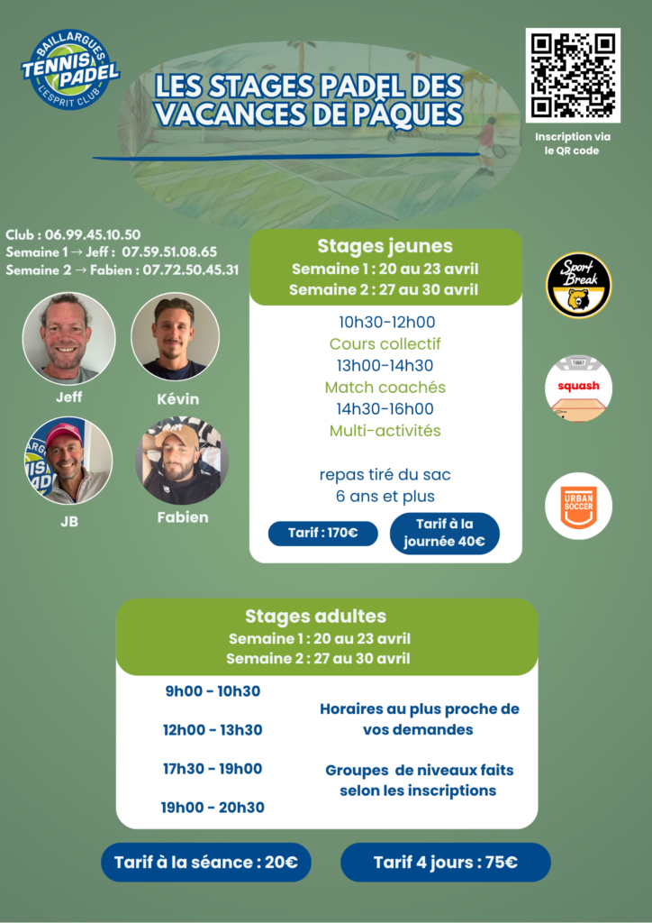 Stage Padel pâques 2026 (A3)