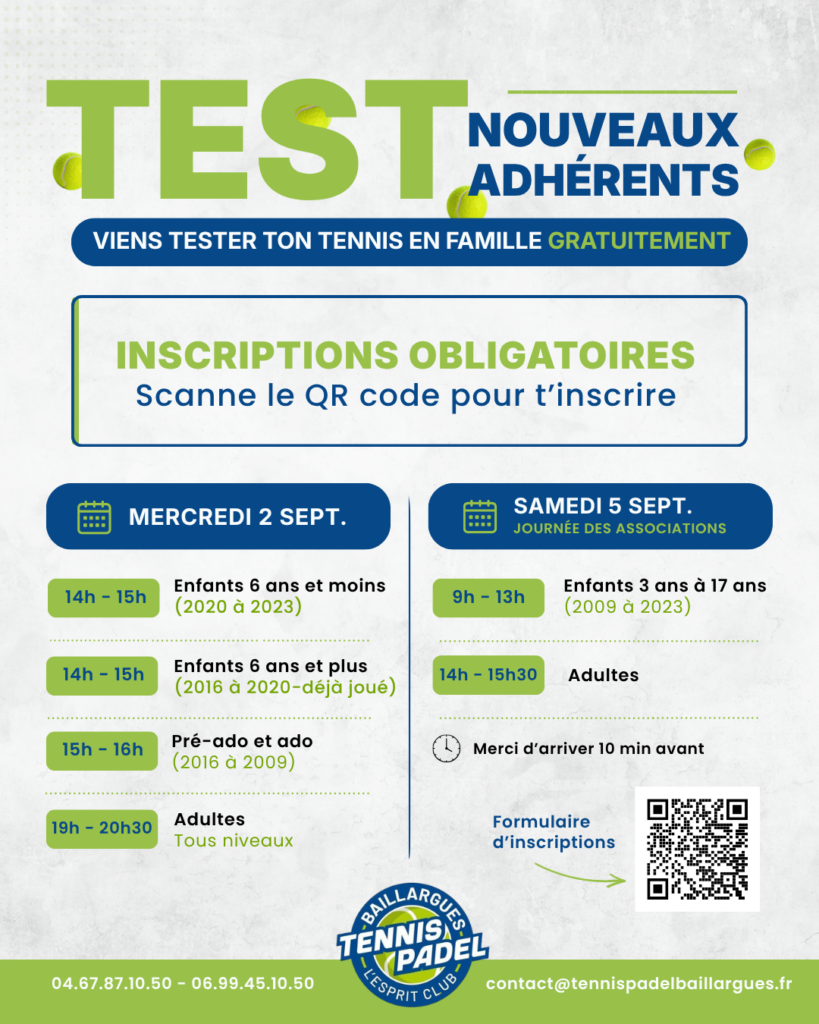 TESTS NOUVEAUX ADHÉRENTS
