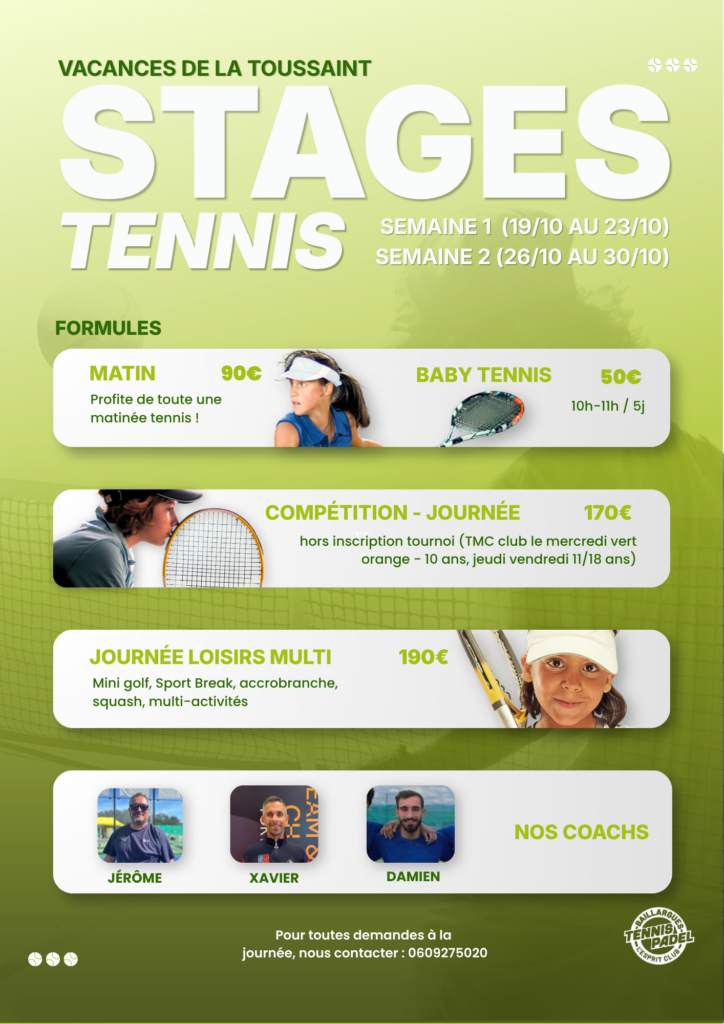 Stages Toussaint Tennis